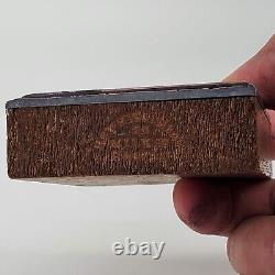 Bloc d'impression rare en bois avec face en cuivre Boston House Vintage