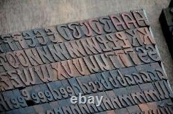 Bloc d'impression sur bois en relief 185 pièces, alphabet en bois de 0,94 pouce de hauteur, typographie en bois