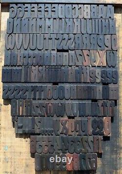 Bloc de bois pour impression en typographie Art Nouveau 164 pièces 2,48 pouces de hauteur, type en bois ABC