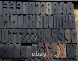 Bloc de bois pour impression en typographie Art Nouveau 164 pièces 2,48 pouces de hauteur, type en bois ABC