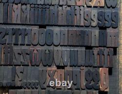 Bloc de bois pour impression en typographie Art Nouveau 164 pièces 2,48 pouces de hauteur, type en bois ABC