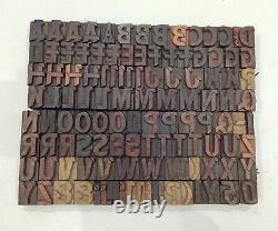 Bloc de typographie en bois / bois de presse à lettres vintage 117 pièces de 25 mm # TP-253