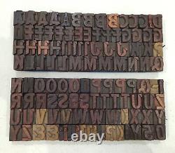 Bloc de typographie en bois / bois de presse à lettres vintage 117 pièces de 25 mm # TP-253