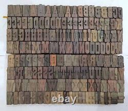 Bloc de typographie en bois/bois imprimé en relief vintage de 156 pièces de 25mm #LB327
