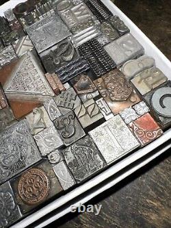 Blocs d'impression Ornements de bordures en plomb et cuivre Dingbats. Belle variété ! 3