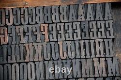 Blocs d'impression en bois en relief 158 pcs alphabet en bois de 1,61 pouce de hauteur type en bois