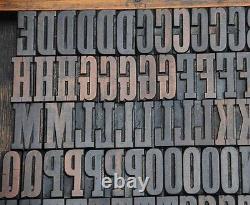 Blocs d'impression en bois en relief 158 pcs alphabet en bois de 1,61 pouce de hauteur type en bois