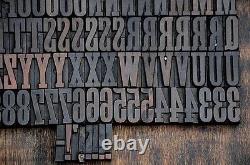Blocs d'impression en bois en relief 158 pcs alphabet en bois de 1,61 pouce de hauteur type en bois