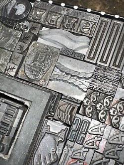 Blocs d'impression plombés, frontières ornementales, dingbats variés et beaux!