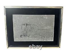 Cas unique de bulldozer Case 850B vintage encadré en bloc de typographie 9x6 des années 1970 VGUC