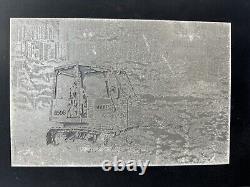Cas unique de bulldozer Case 850B vintage encadré en bloc de typographie 9x6 des années 1970 VGUC
