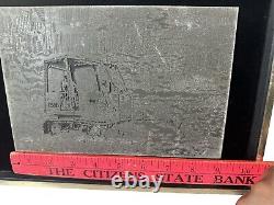 Cas unique de bulldozer Case 850B vintage encadré en bloc de typographie 9x6 des années 1970 VGUC