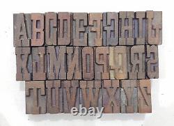 Collection de blocs d'impression en bois de l'alphabet de A à Z, style Vintage Letterpress #BL-161