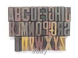 Collection de blocs d'imprimerie en bois de lettres de A à Z de style vintage #RAZ-5