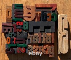 Composition de collage unique caractères en bois typographiques impression anciens rares