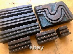 Ensemble Art Déco de 7 pièces de Lettres en Bois d'Impression Antique avec Bordures