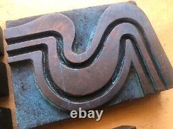 Ensemble Art Déco de 7 pièces de Lettres en Bois d'Impression Antique avec Bordures