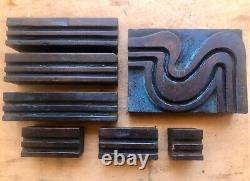 Ensemble Art Déco de 7 pièces de Lettres en Bois d'Impression Antique avec Bordures