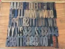 Grand 4 Antique Vtg Hamilton Bois Letterpress Type D'impression Lettres Avec Bloc De