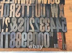 Grand 4 Antique Vtg Hamilton Bois Letterpress Type D'impression Lettres Avec Bloc De