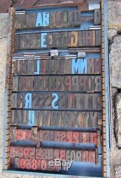 Grand Antique Vintage Bois Letterpress Type D'impression Bloc A-z Lettres #s