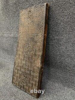 Grand bloc d'impression en bois pour kimono japonais ancien 34 x 15 x 2