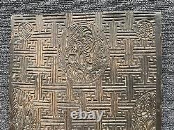 Grand bloc d'impression en bois pour kimono japonais ancien 34 x 15 x 2
