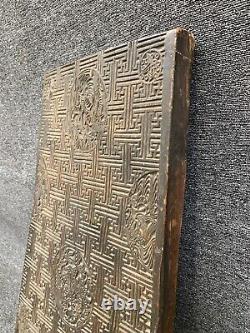Grand bloc d'impression en bois pour kimono japonais ancien 34 x 15 x 2