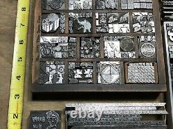 Huge Antique Vtg Letterpress Imprimer Type Couper Fancy Ornements Border Dingbat Lot