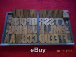 Impression Typo Imprimante Bloc Antique Grand Alphabet Bois Marqué