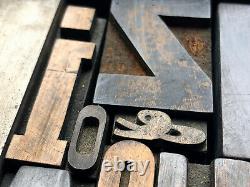 Imprimantes À Lettre Anciennes Wood Type MIX 55 Pièces Avec Alphabet Complet Et Numéros