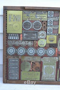 Lettre Imprimante Antique D'impression Presse Du Bloc Shell Oil Journal 32x17 Mur Accrocher