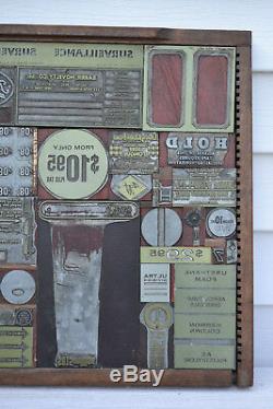 Lettre Imprimante Antique D'impression Presse Du Bloc Shell Oil Journal 32x17 Mur Accrocher