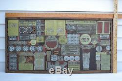 Lettre Imprimante Antique D'impression Presse Du Bloc Shell Oil Journal 32x17 Mur Accrocher