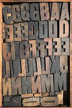 Lot 110 Antique Vintage Wood Letterpress Imprimer Type Bloc Lettre Numéro 2.5 20s