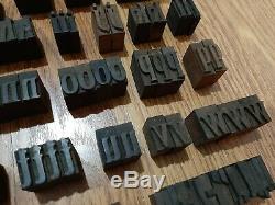 Lot 94 Antique 1 Bois Type D'impression Alphabet Blocs Typo Lettres Typeset