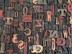 Lot De 100 Anciennes Gravures Sur Bois Vtg Letterpress Type De Bloc D'impression Alphabet Lettres & # 's