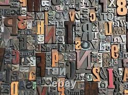Lot De 100 Grande Vtg En Bois Métallique Letterpress Print Type Block Alphabet Letters #s