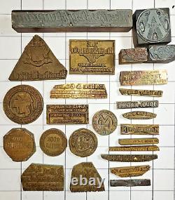 Lot de 25 plaques de typographie antiques pour les entreprises de fabrication de 1920