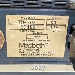 Macbeth Td-502 Transmission Densitometer Non testé Livraison gratuite
