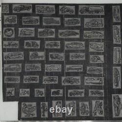 Plaque d'impression en typographie ancienne rare (59) Véhicules et animaux des années 40/50 non utilisée