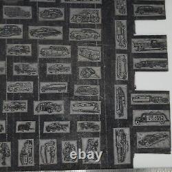 Plaque d'impression en typographie ancienne rare (59) Véhicules et animaux des années 40/50 non utilisée