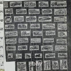 Plaque d'impression en typographie ancienne rare (59) Véhicules et animaux des années 40/50 non utilisée