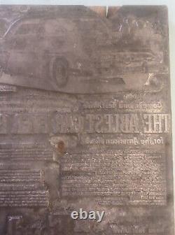 Plaque d'impression publicitaire rare de la voiture FORD Ablest de 1952, la meilleure jamais construite.