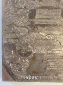Plaque d'impression publicitaire rare de vacances FORD des années 1950.