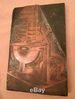 Rare Antique 1863 Gravé V. Clad & Sons Machine À Bonbons Moule D'impression De Bloc De Cuivre