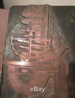 Rare Antique 1863 Gravé V. Clad & Sons Machine À Bonbons Moule D'impression De Bloc De Cuivre