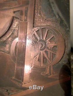 Rare Antique 1863 Gravé V. Clad & Sons Machine À Bonbons Moule D'impression De Bloc De Cuivre