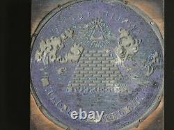 Timbre en bloc d'impression du sceau des États-Unis Novus Ordo Seclorum Vtg Plaque d'encre en bois et en métal