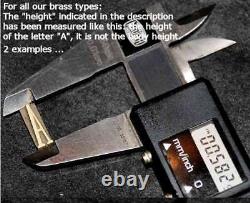 Type en laiton pour reliure de livres 0.57 estampage finition dorée dorure ABC